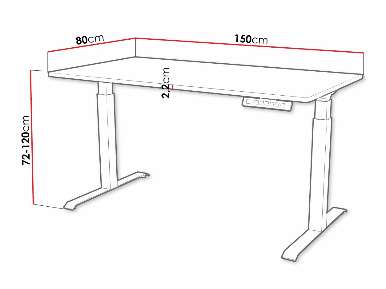 Bureau réglable en hauteur Charlotte 195 (Blanc + Noir)