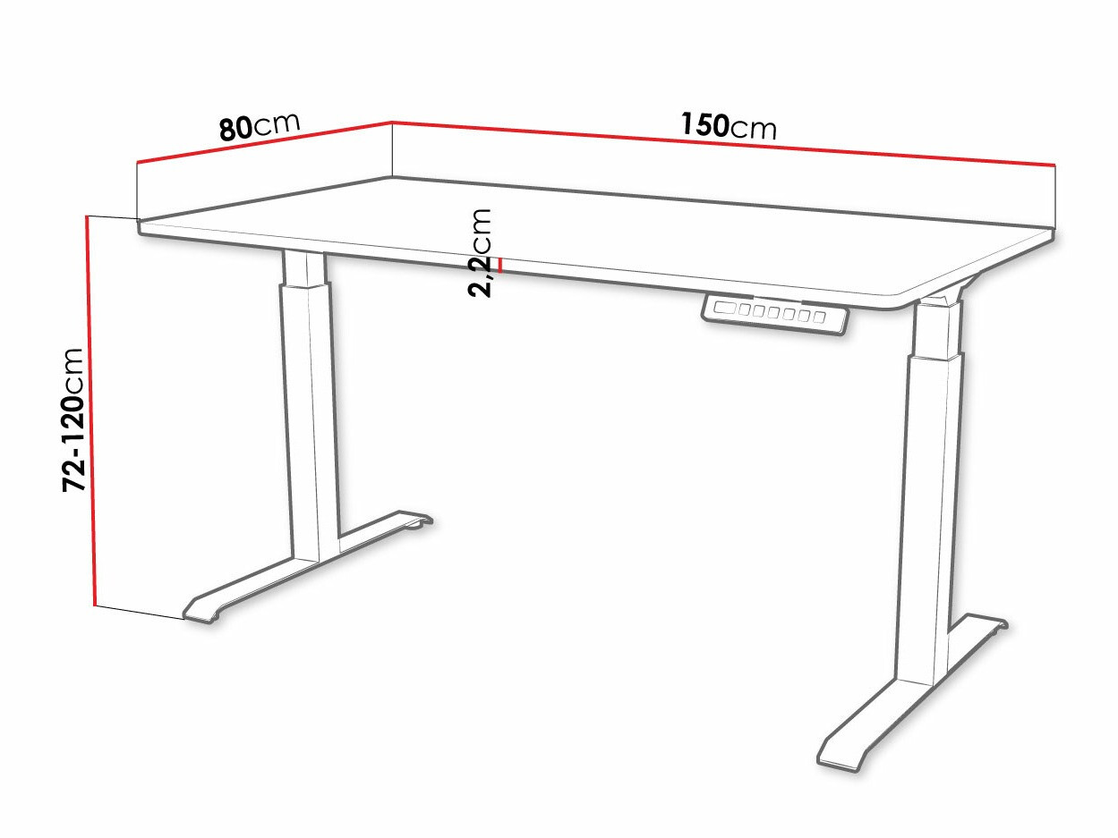 Bureau réglable en hauteur Charlotte 195 (Noir)