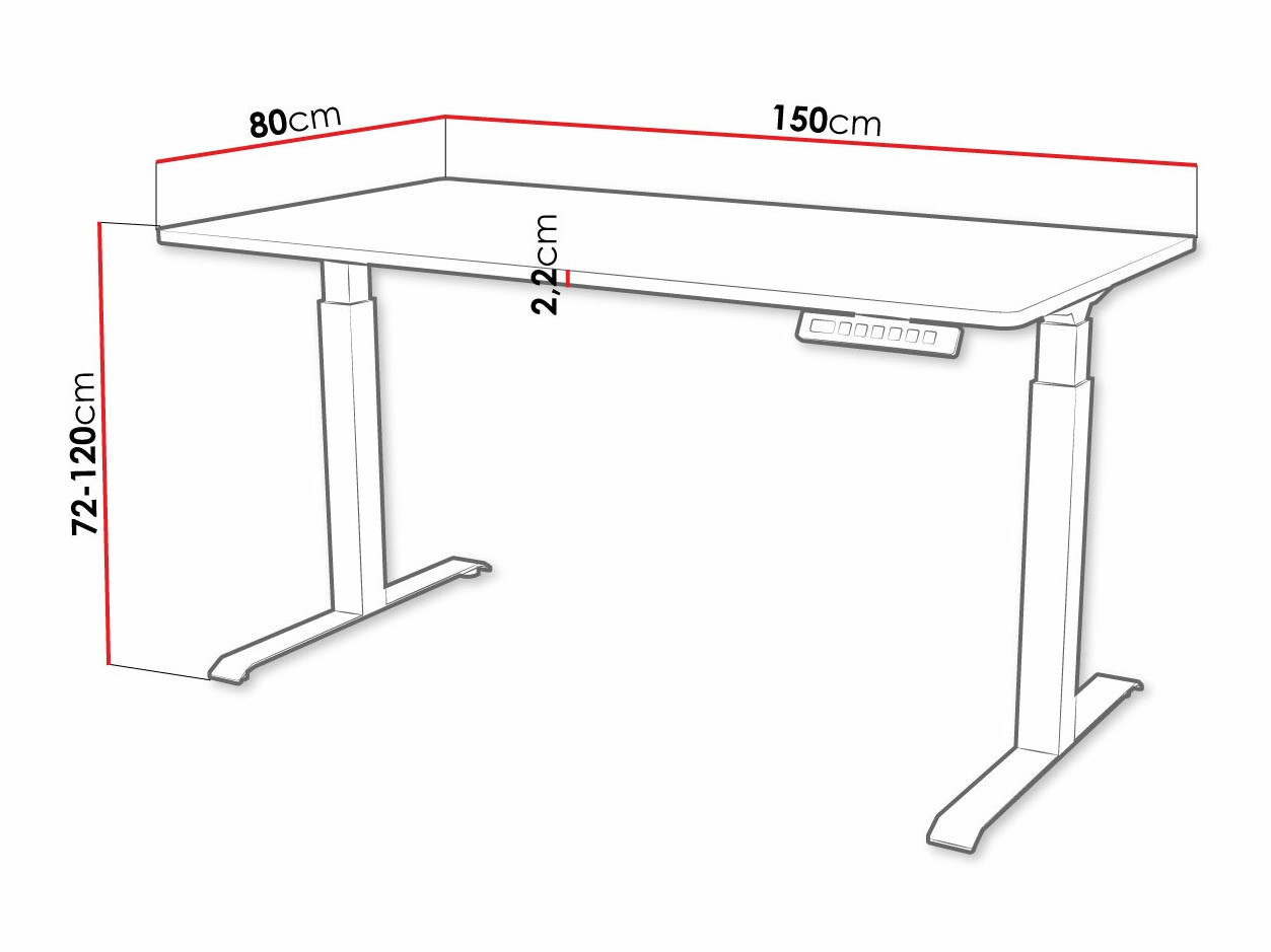 Table de travail réglable en hauteur Charlotte 195 (Wotan chêne + Noir