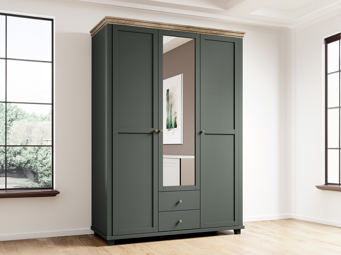 Armoire Tolnue 114 (Vert foncé + Chêne de Lefkas)