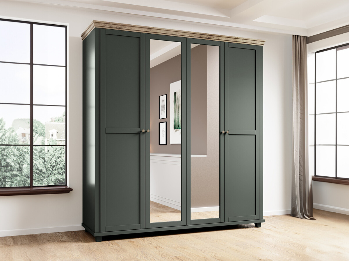 Armoire Tolnue 115 (Vert foncé + Chêne de Lefkas)