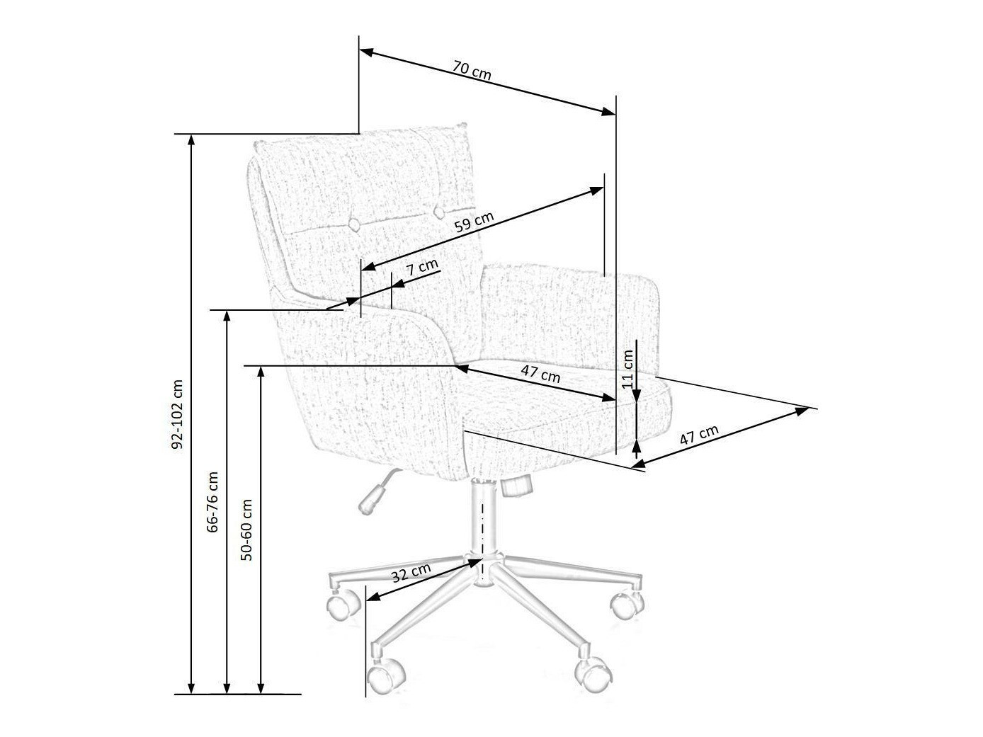 Chaise de bureau Houston 1262 (Gris clair)