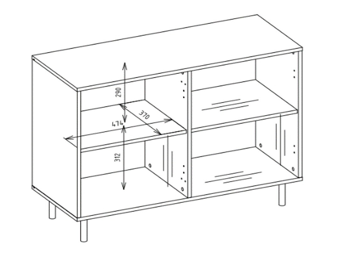 Buffet Romseru 100 (Bleu + Chêne Artisan)