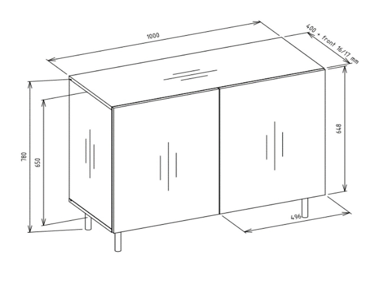 Buffet Romseru 100 (Bleu + Chêne Artisan)