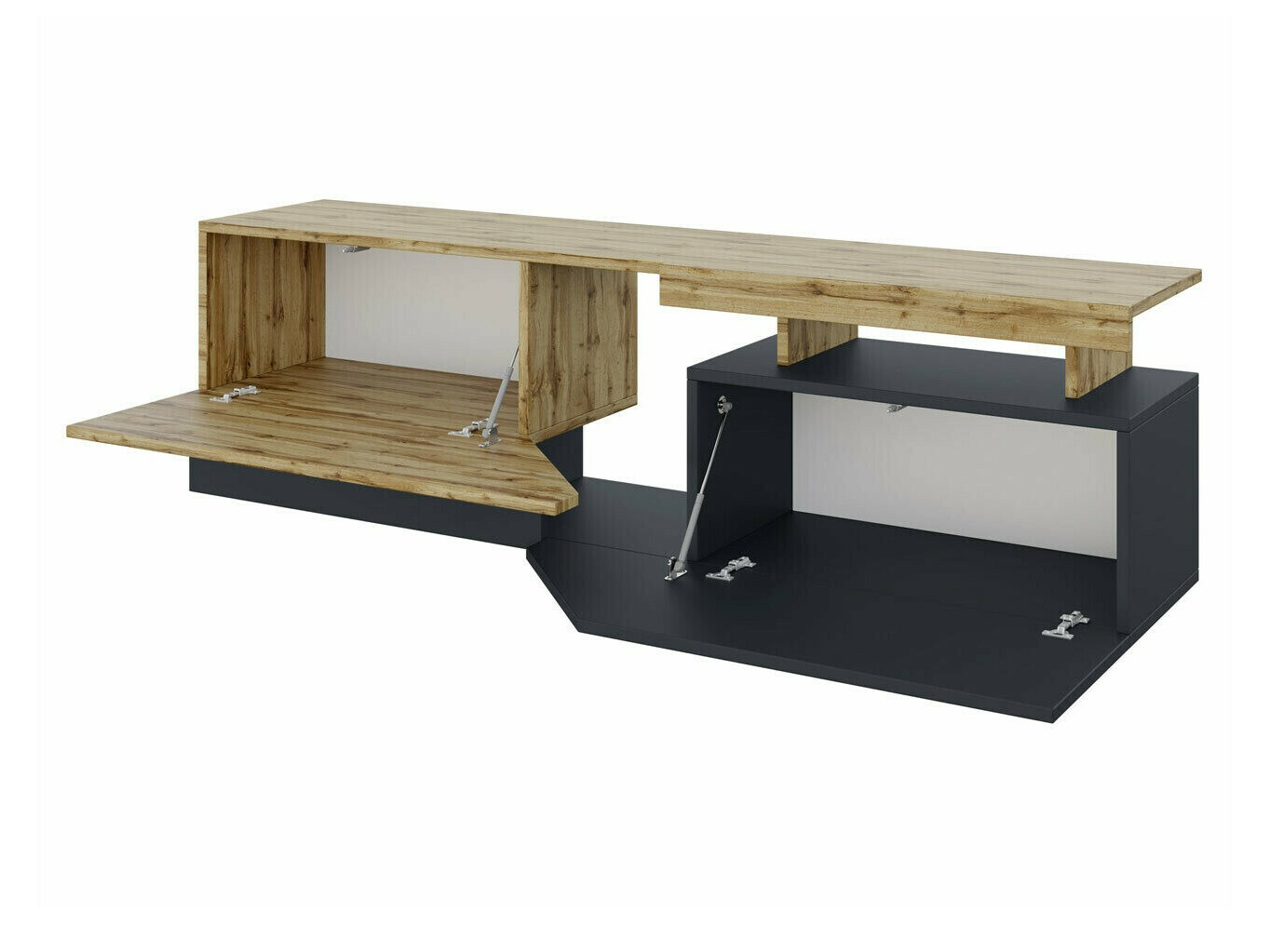 Meuble TV Comfivo Daldune (Blanc + Chêne wotan)