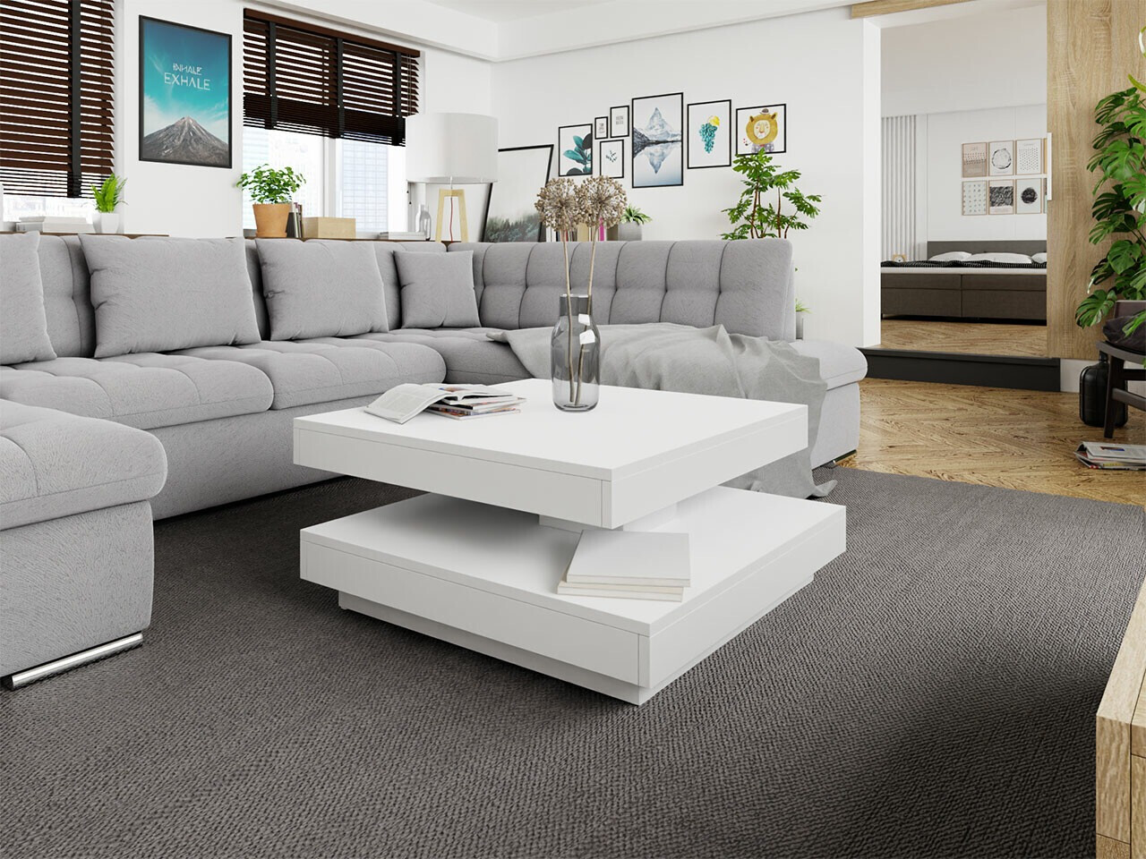 Table basse transformable Comfivo Pisces (Blanc)