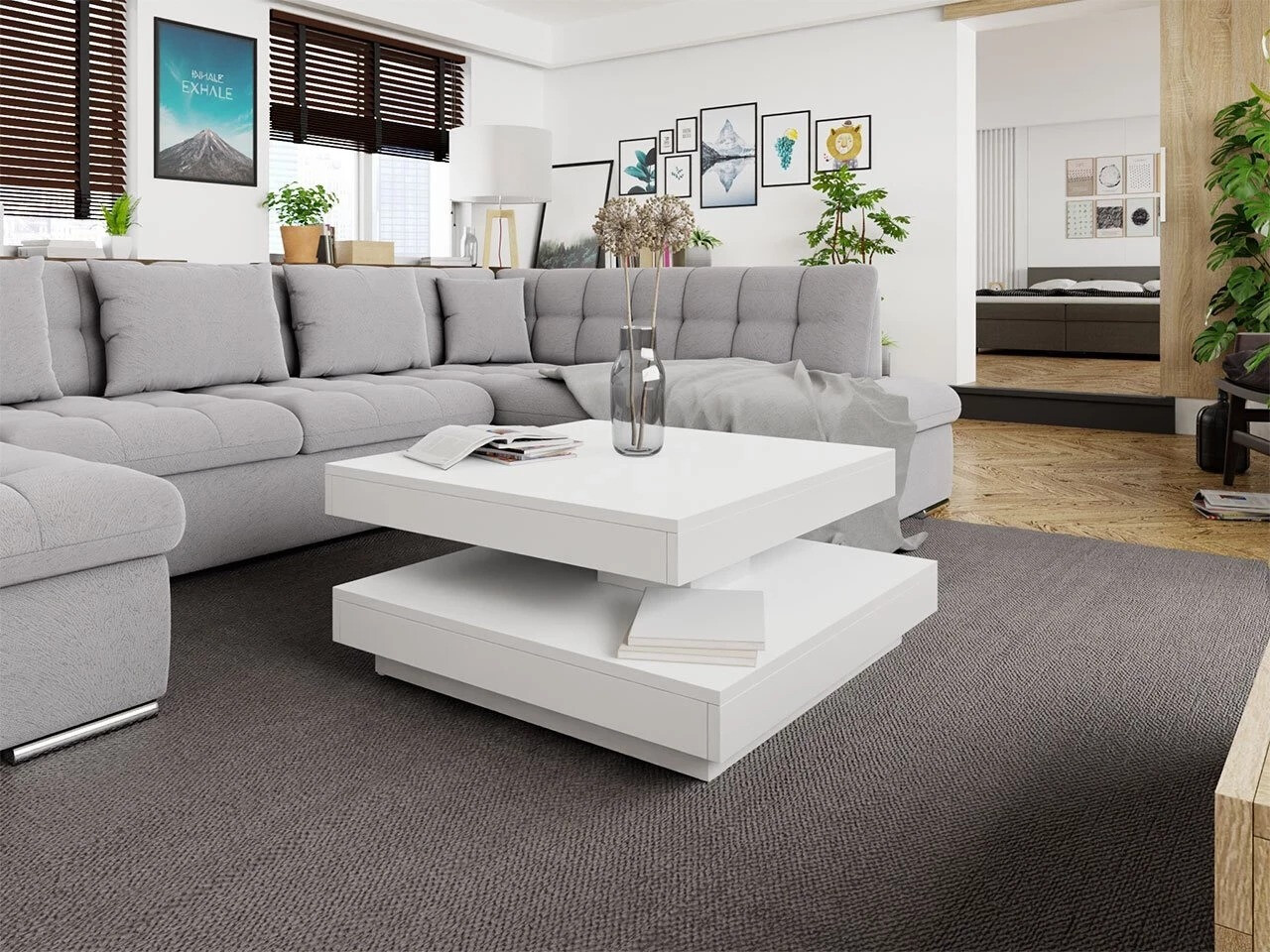 Table basse transformable Comfivo Pisces (Blanc)