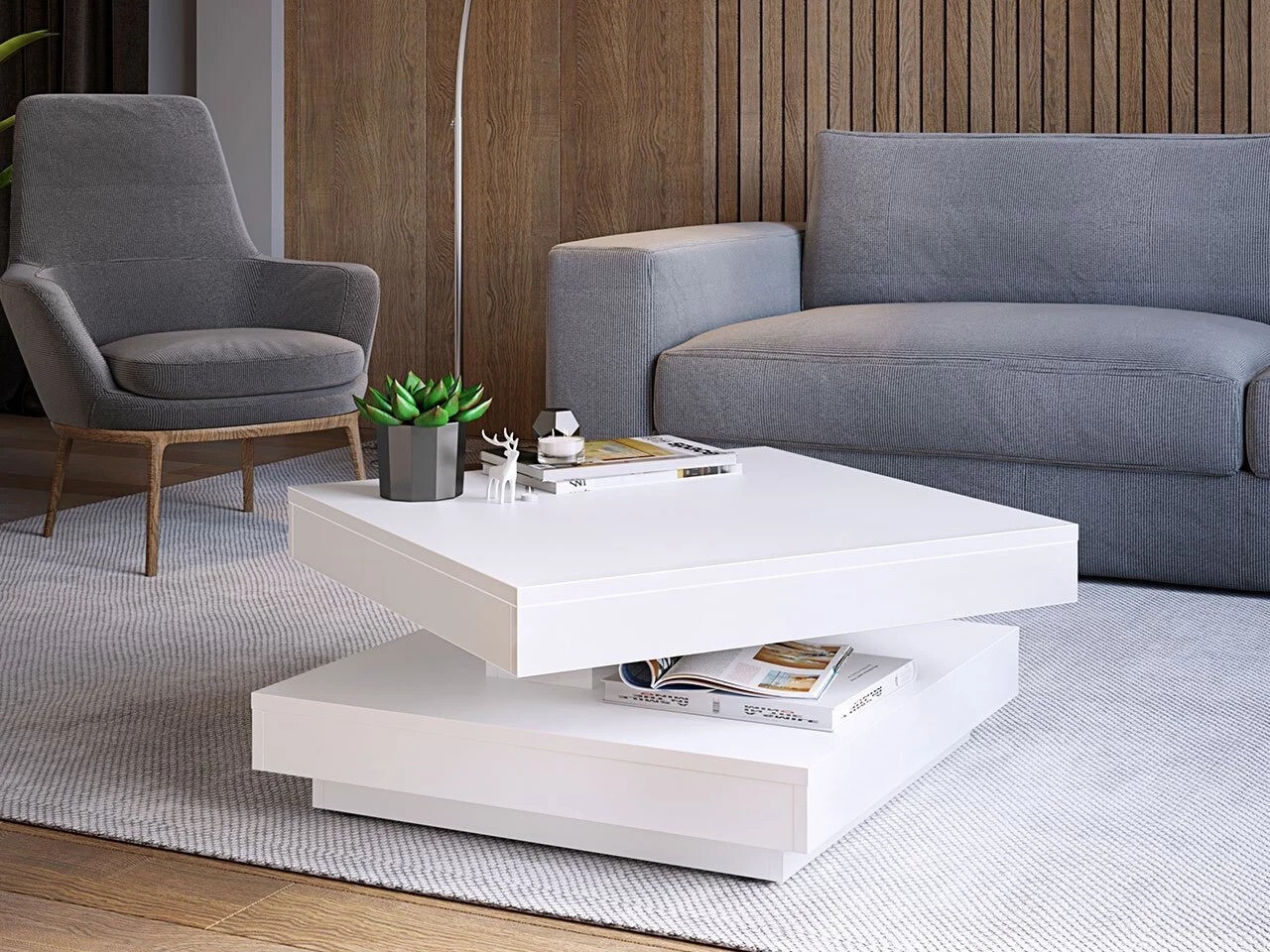 Table basse transformateur Comfivo Pisces (Blanc)