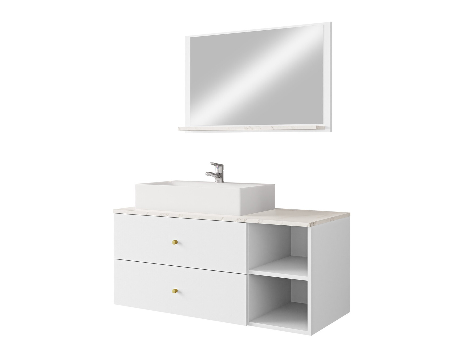 Ensemble de salle de bain Ophruvi 100 (Blanc + Marbre blanc)