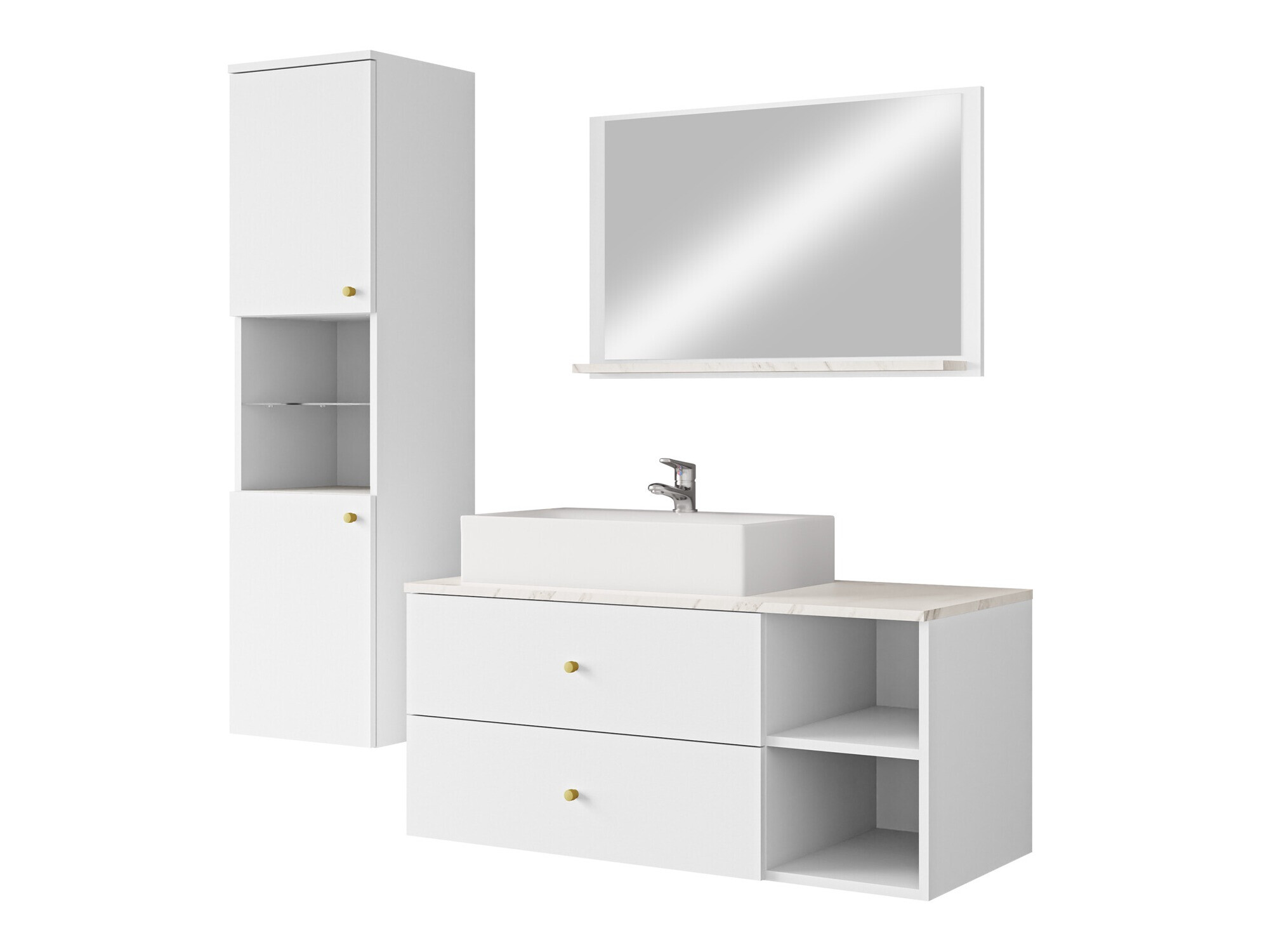 Ensemble de salle de bain Salus II (Blanc + Marbre blanc)