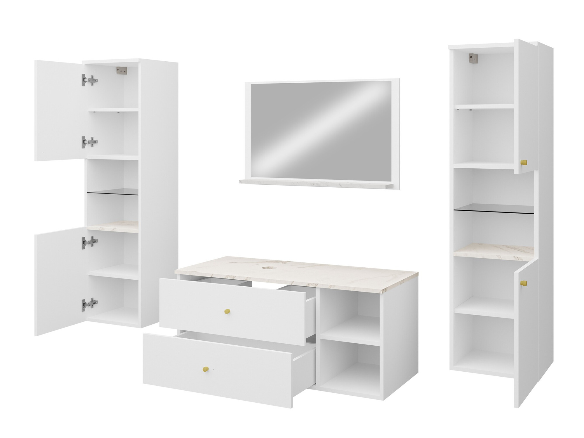 Ensemble de salle de bain Salus III (Blanc + Marbre blanc)