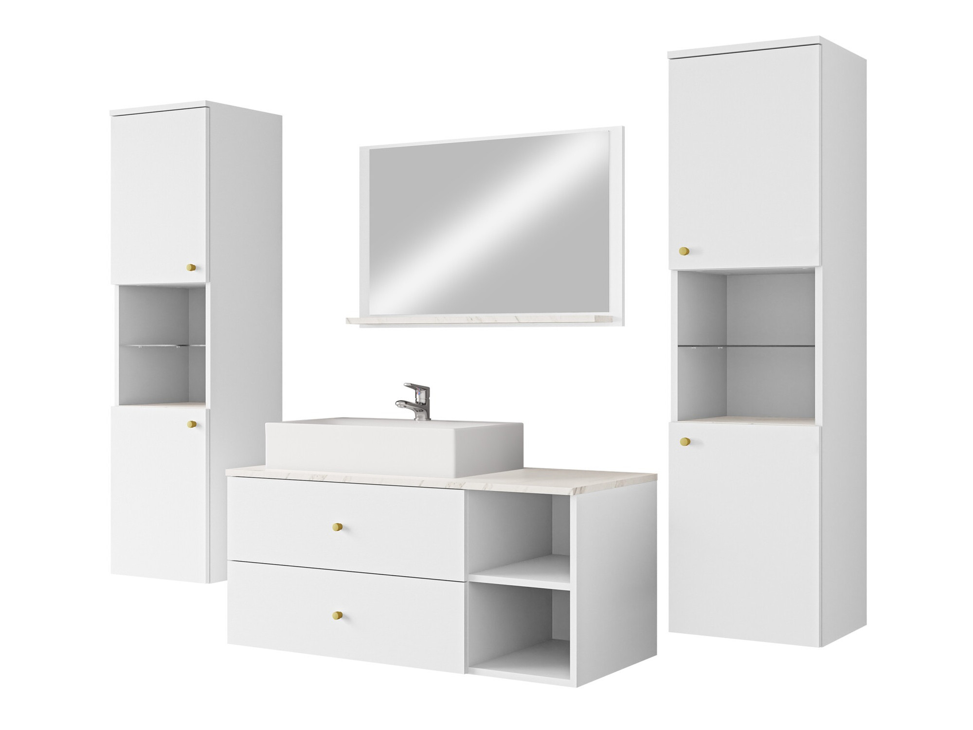 Ensemble de salle de bain Salus III (Blanc + Marbre blanc)