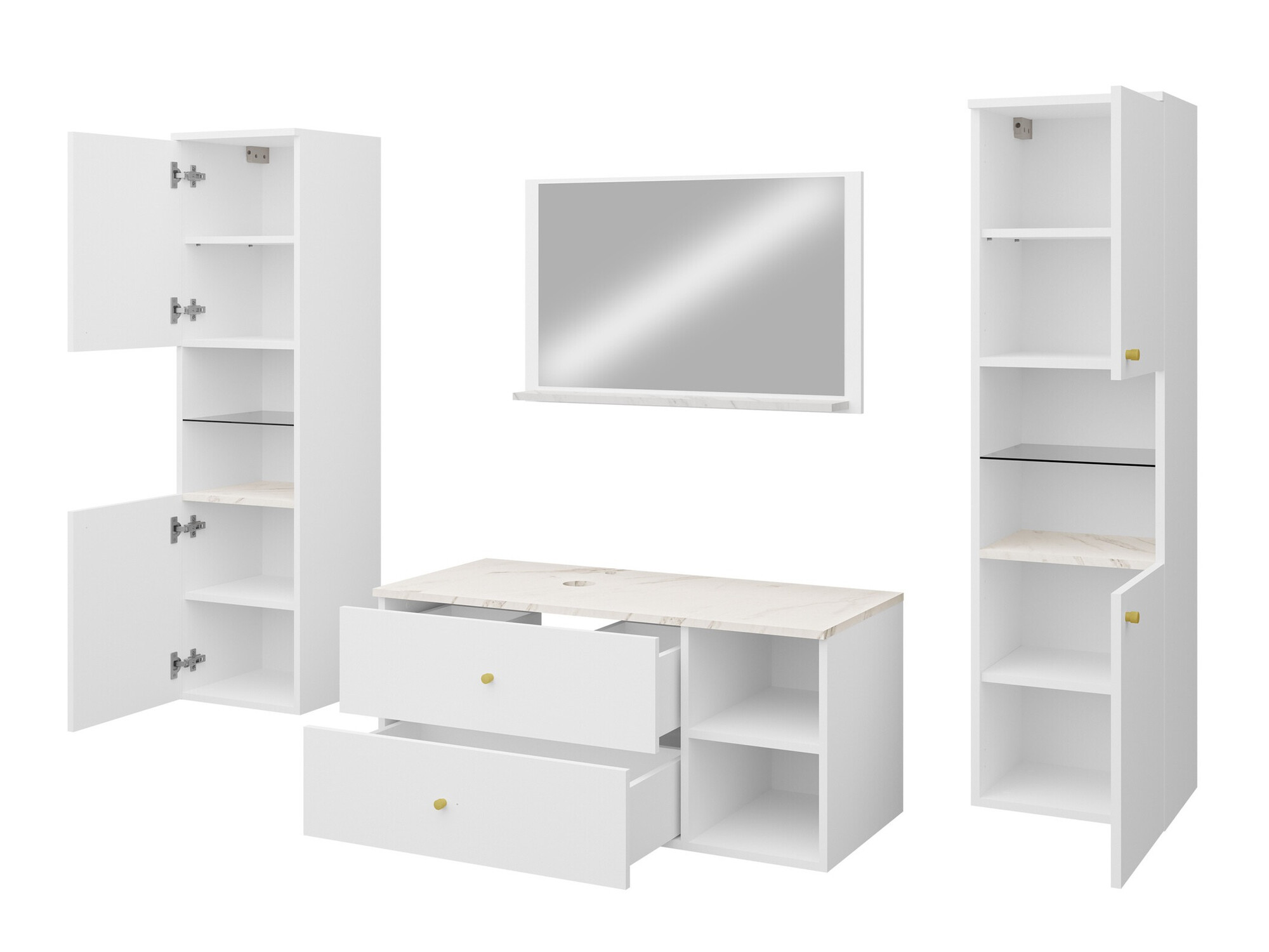Ensemble de salle de bain Salus III (Blanc + Marbre blanc)