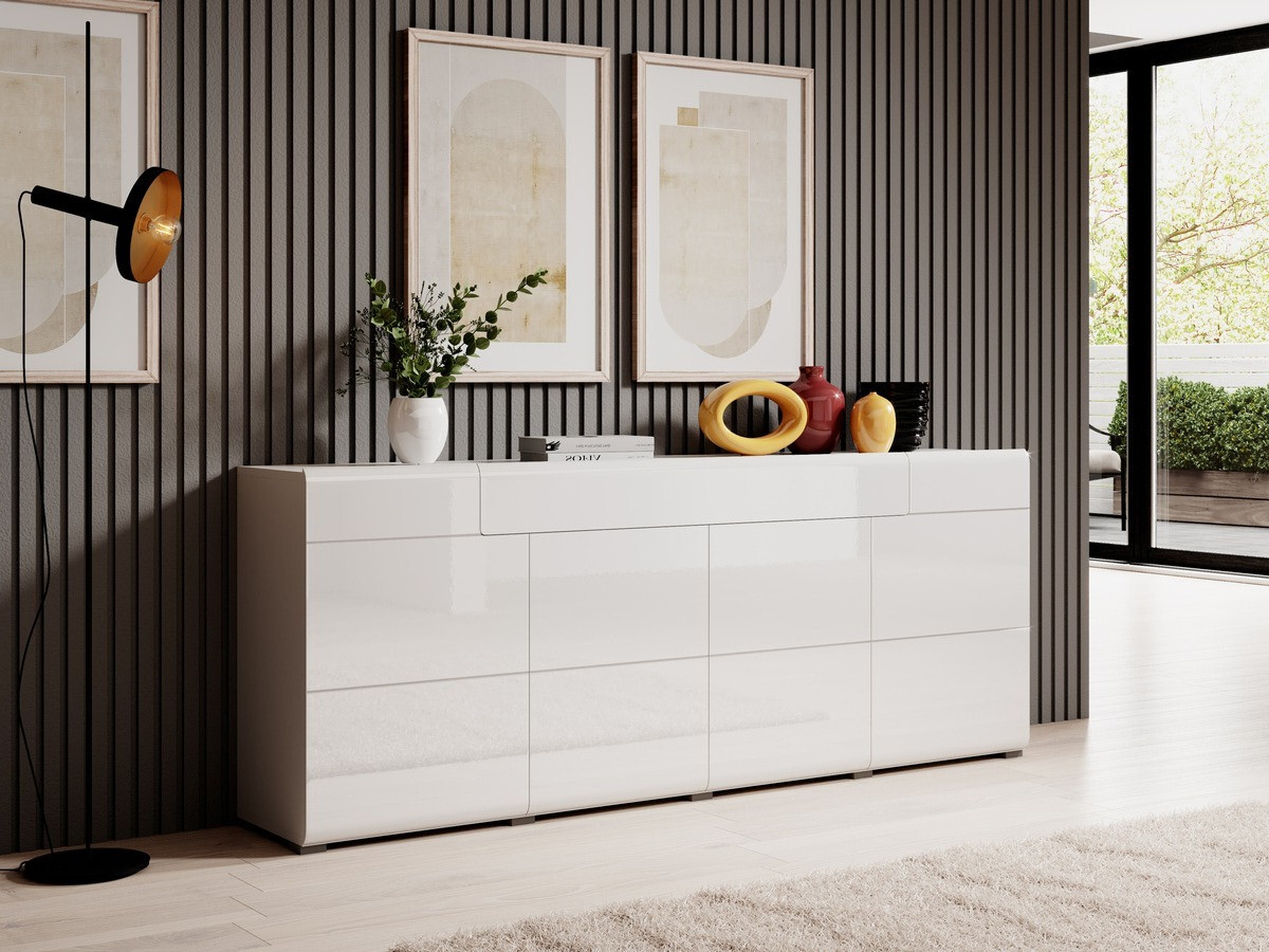 Commode Torsone 102 (Blanc + Blanc brillant)