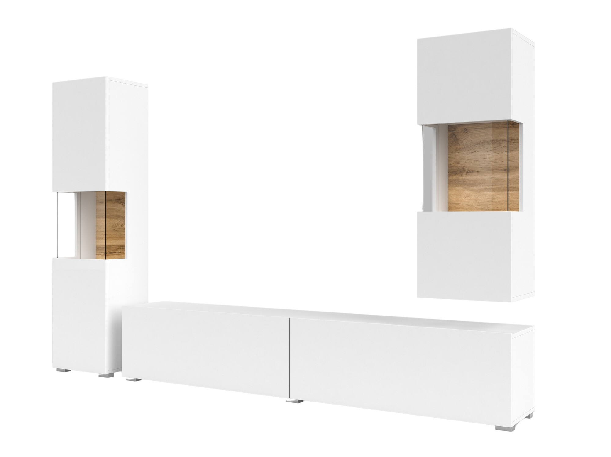 Ensemble de salon Revmiru 106 (Blanc + Chêne wotan)