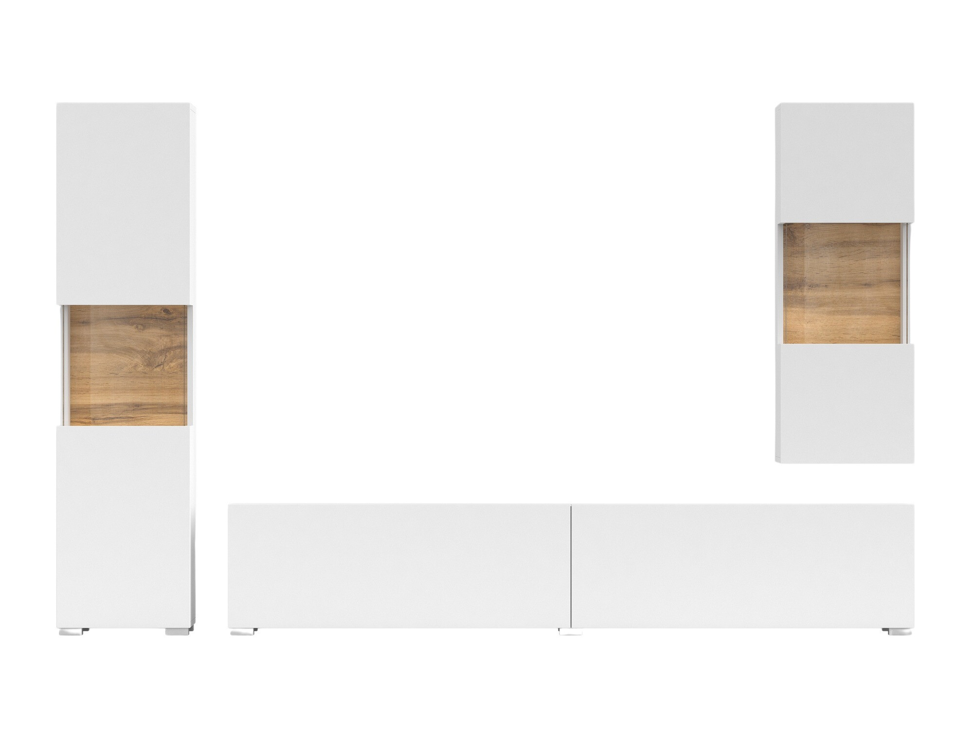 Ensemble de salon Revmiru 106 (Blanc + Chêne wotan)