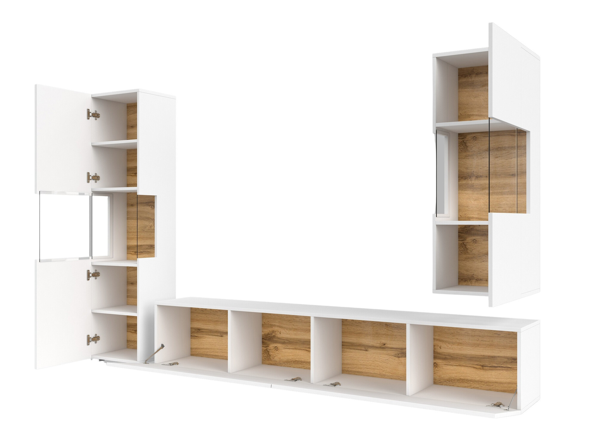 Ensemble de salon Revmiru 106 (Blanc + Chêne wotan)