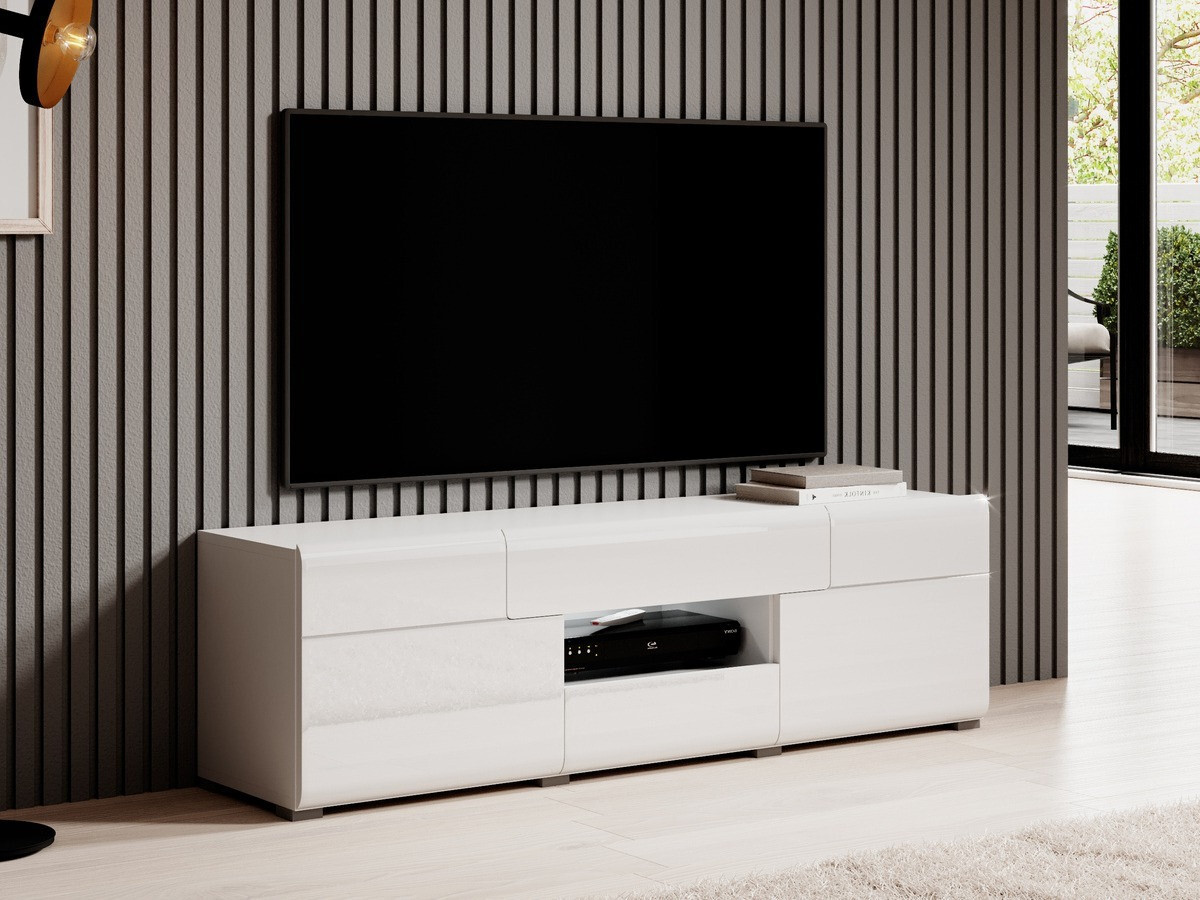 Meuble TV Torsone 101 (Blanc + Blanc brillant)