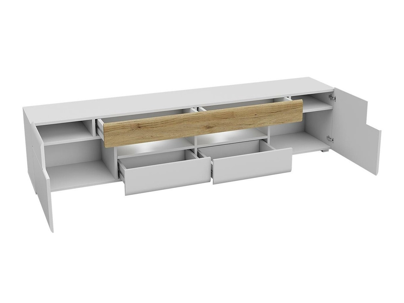 Meuble TV Torsone 113 (Blanc + Blanc brillant)