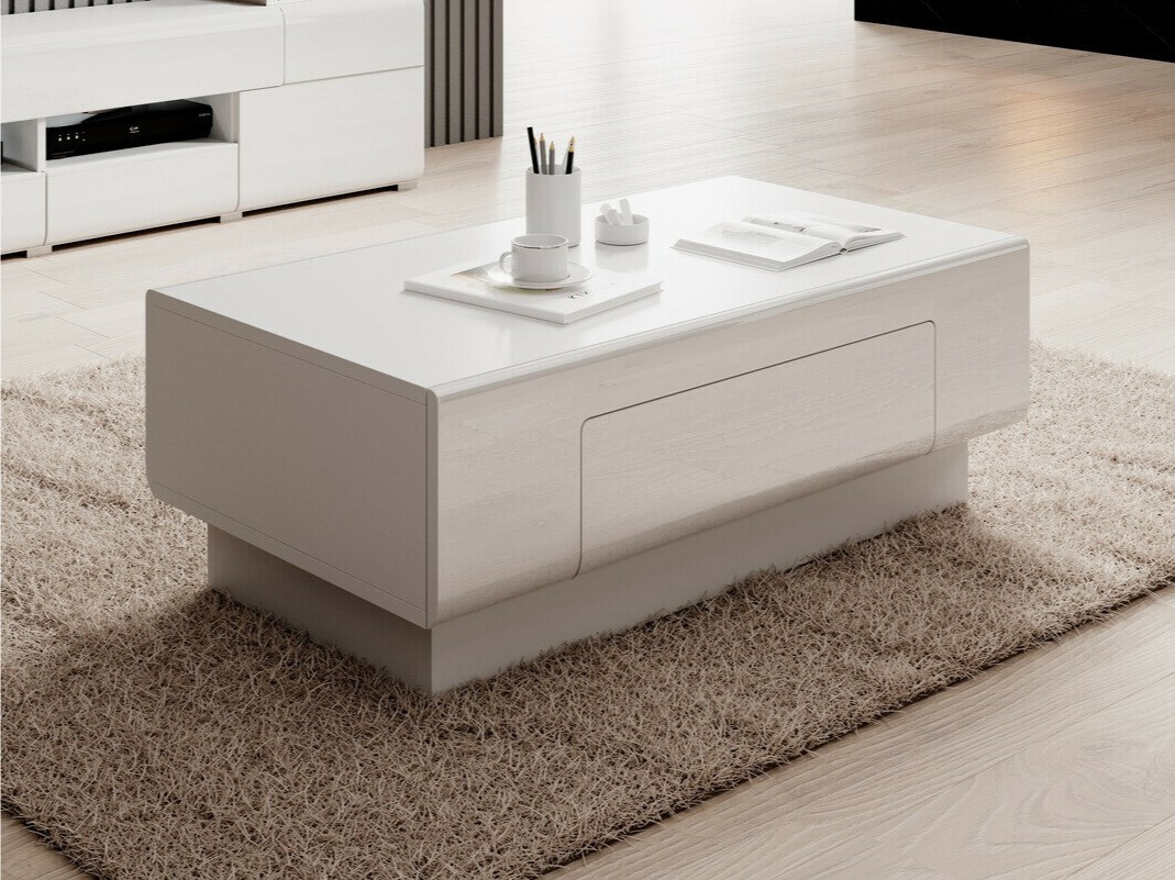 Table basse Torsone 111 (Blanc + Blanc brillant)