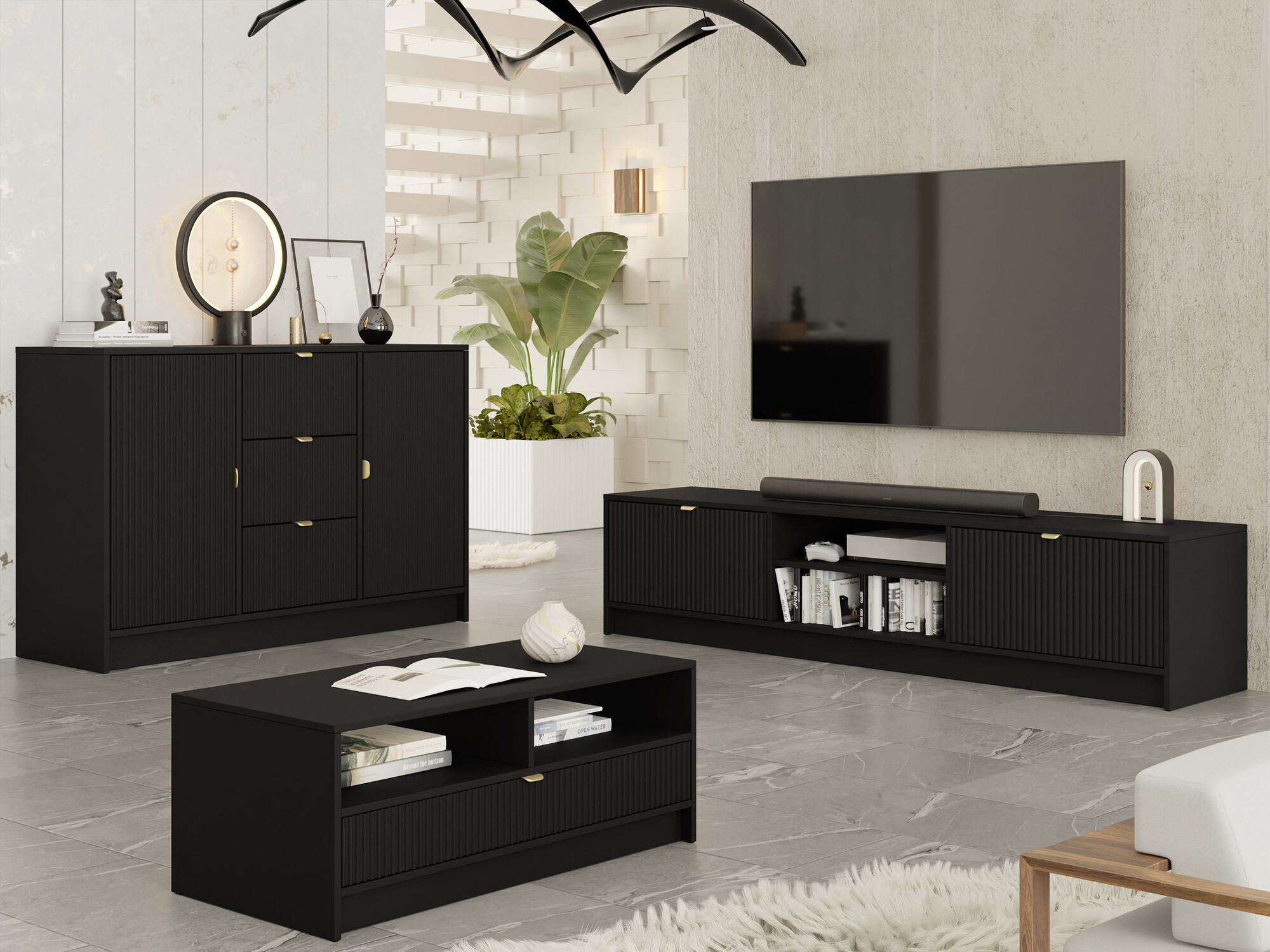 Ensemble de salon Comfivo Papilio I (Noir)