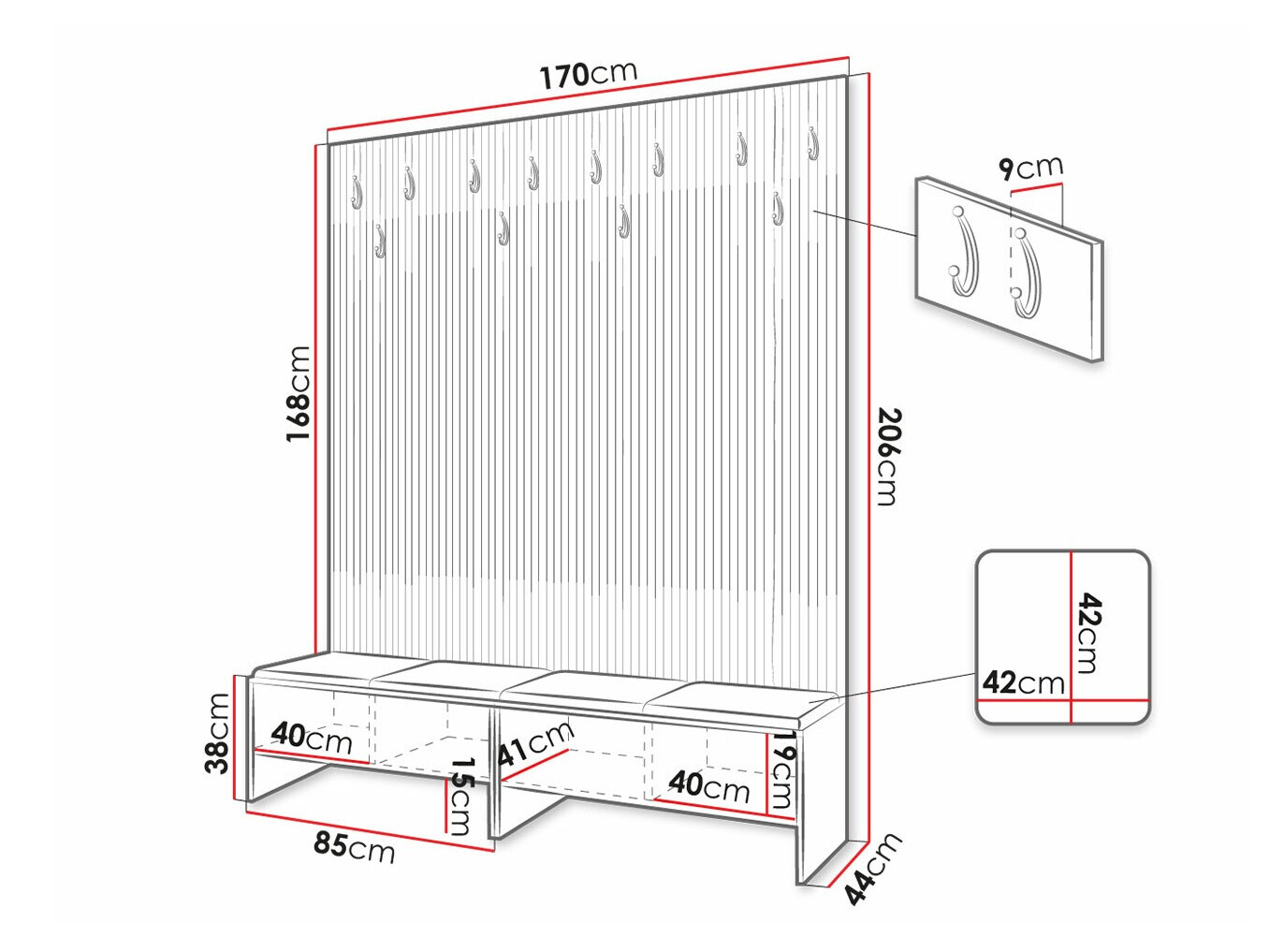 Meuble d'entrée Donio V (Chêne Artisan + Manila 02)