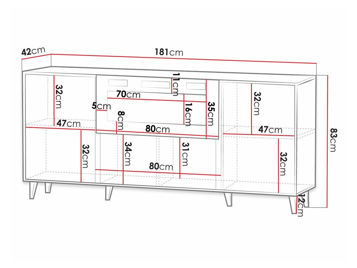 Buffet Dicto I (Noir + Doré)