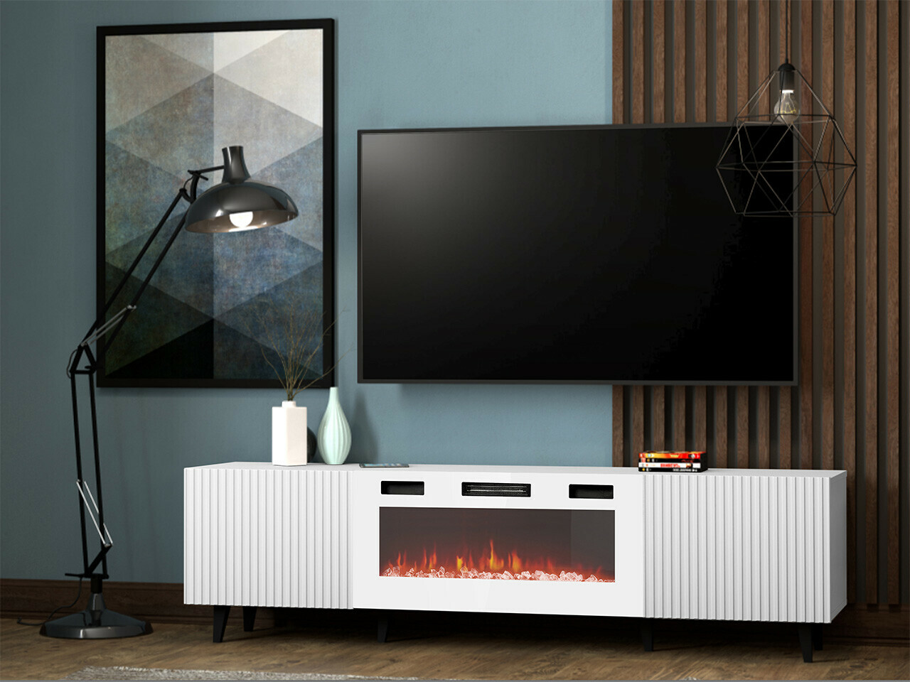 Meuble TV Levmari 106 (Blanc + Noir)