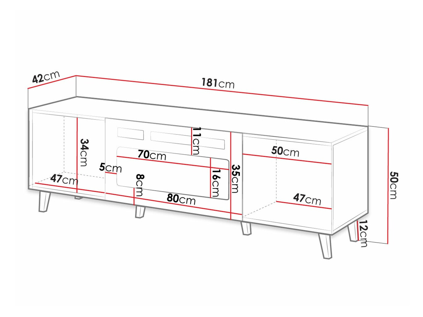 Meuble TV Levmari 106 (Blanc + Noir)