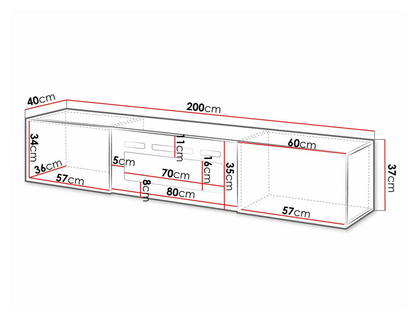 Meuble TV Charlotte 162 (Blanc + Blanc brillant)