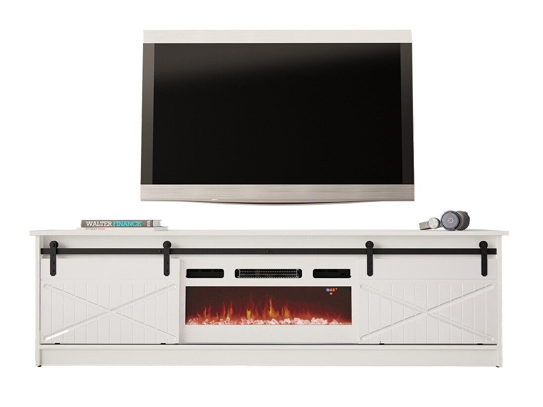 Meuble TV Charlotte 165 (Blanc + Blanc brillant)