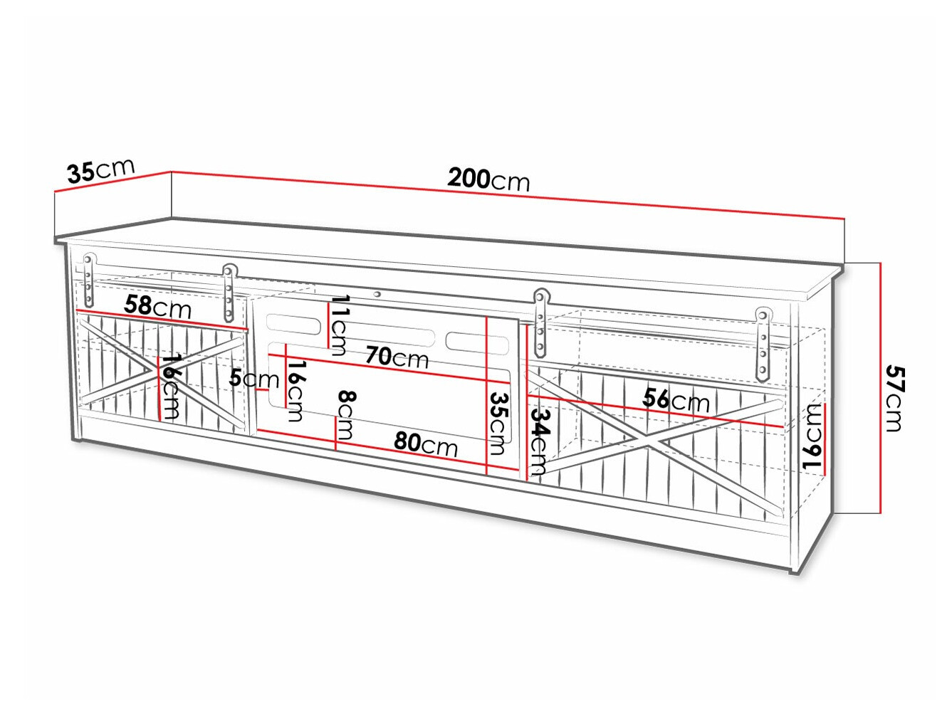 Meuble TV Charlotte 165 (Chêne wotan)