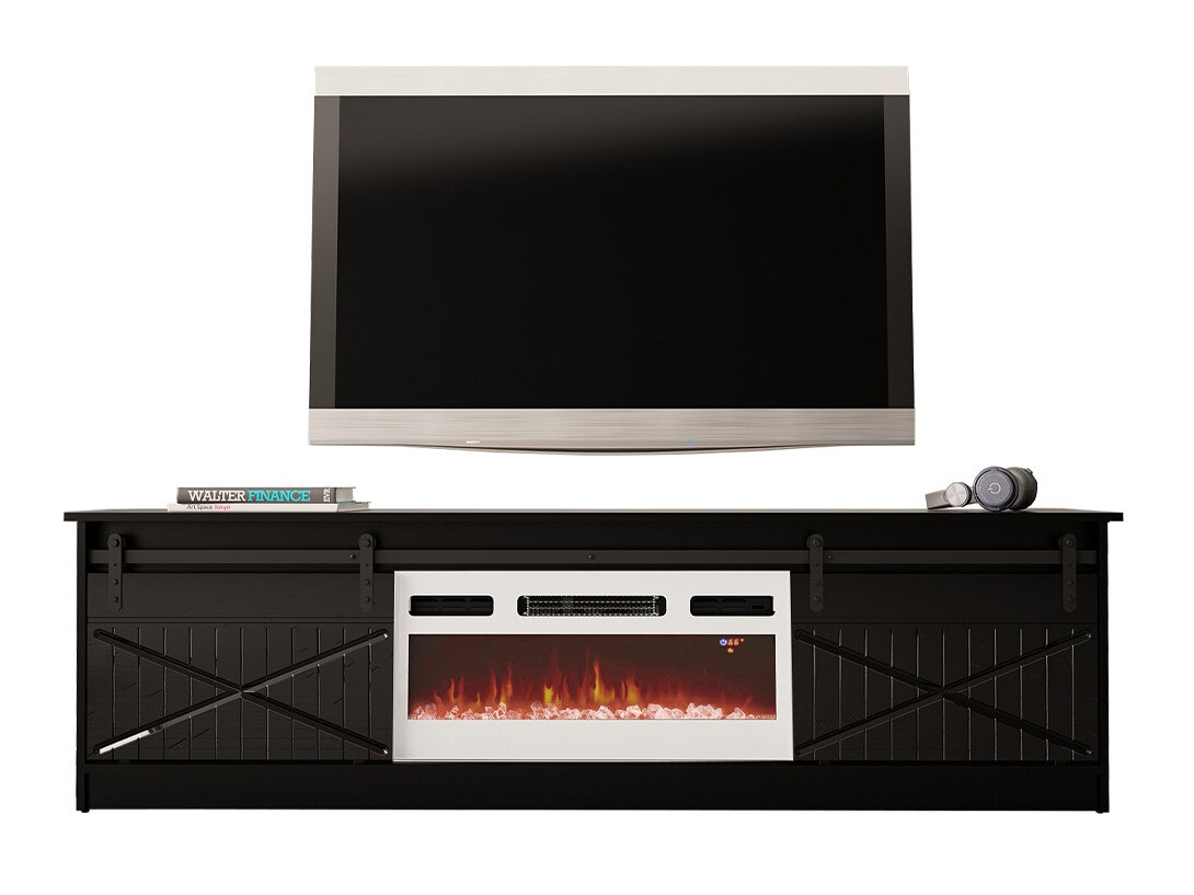 Meuble TV Charlotte 165 (Noir + Noir brillant)