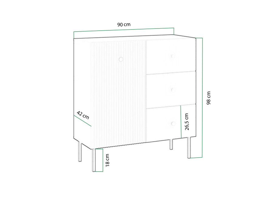 Commode Etliva 100 (Blanc + Doré)