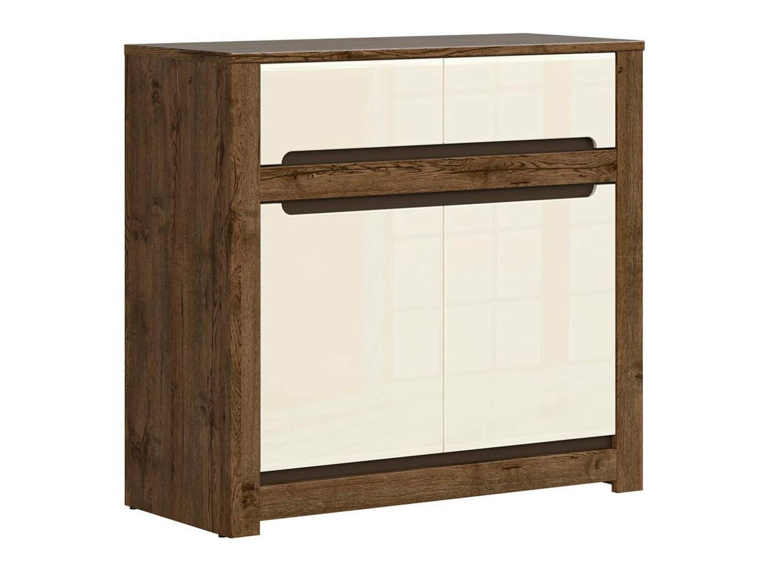 Commode Ophevaru 100 (Crème brillante + April chêne)
