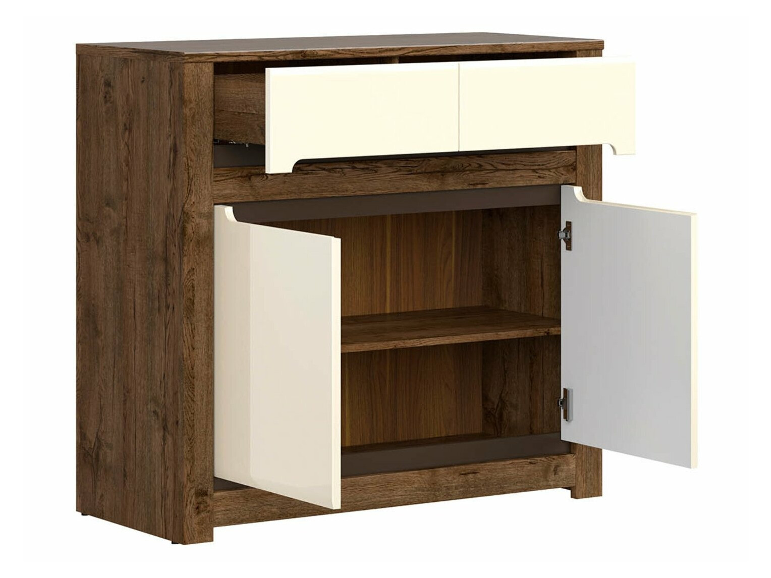 Commode Ophevaru 100 (Crème brillante + April chêne)