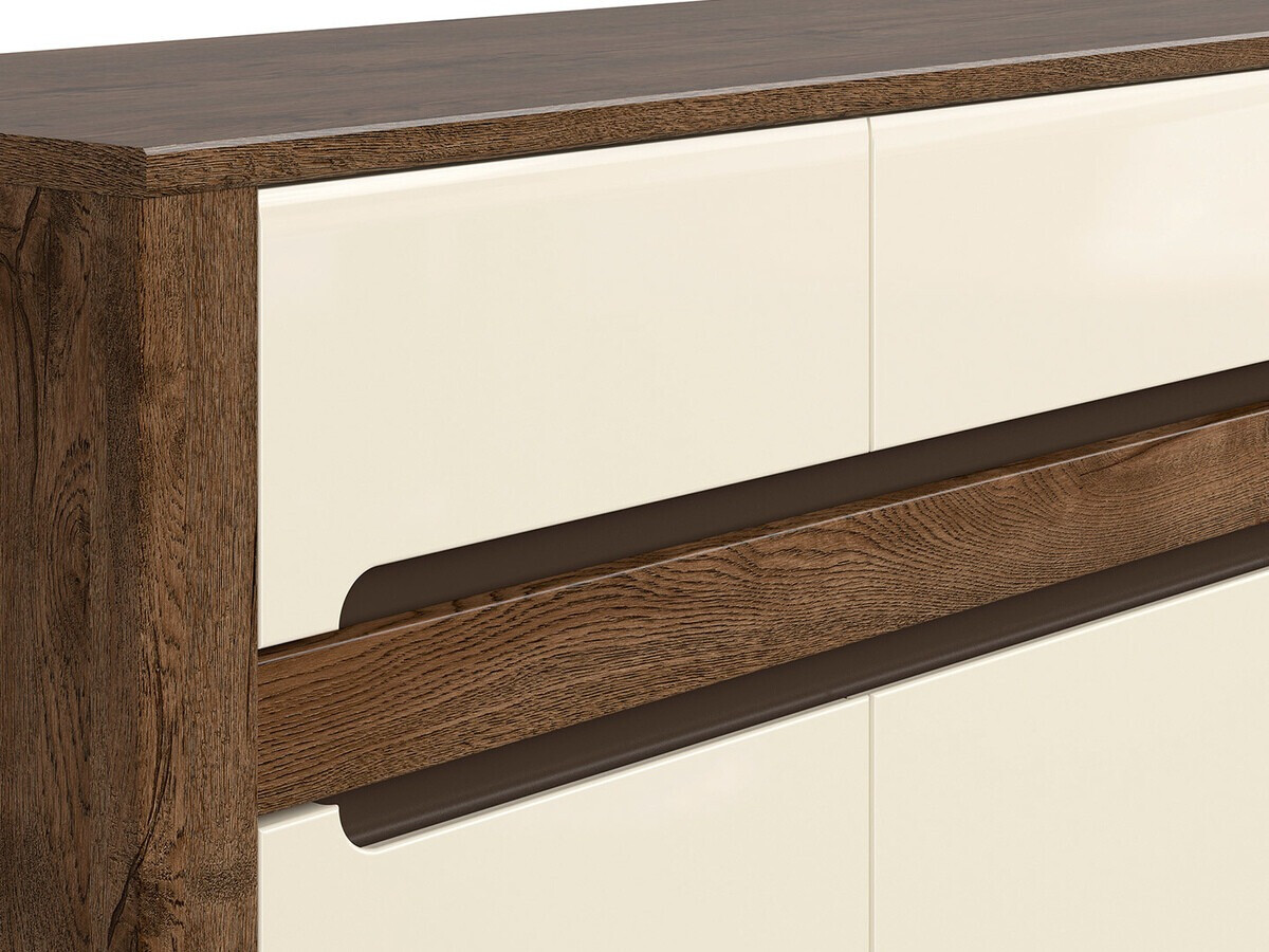 Commode Ophevaru 100 (Crème brillante + April chêne)