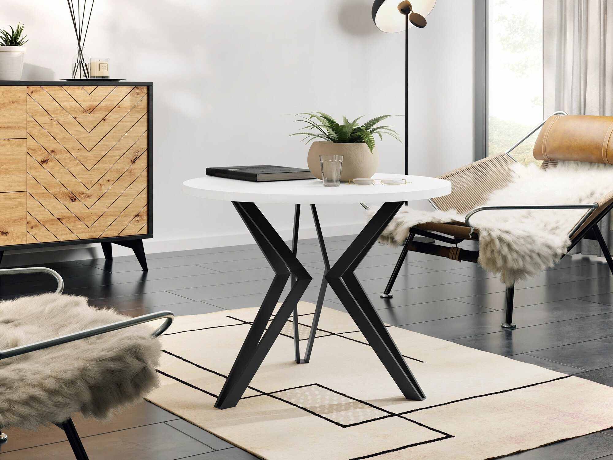 Table basse Dearborn 105 (Blanc + Noir)