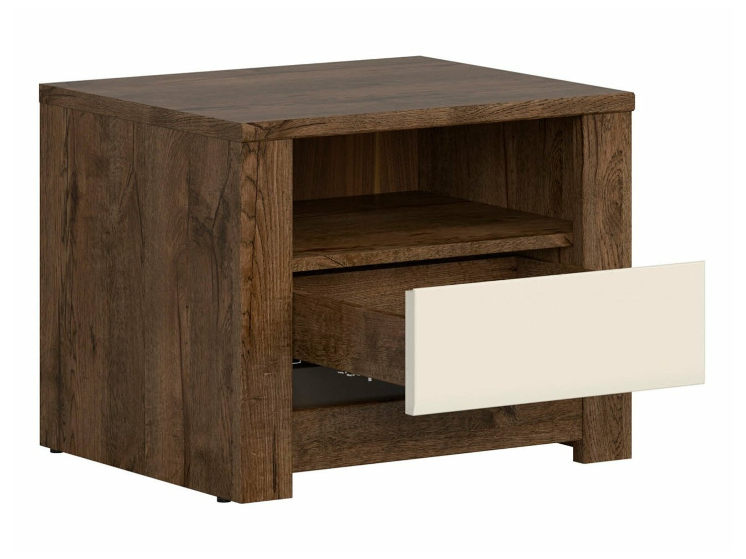 Table de chevet Ophevaru 115 (Crème brillante + April chêne)