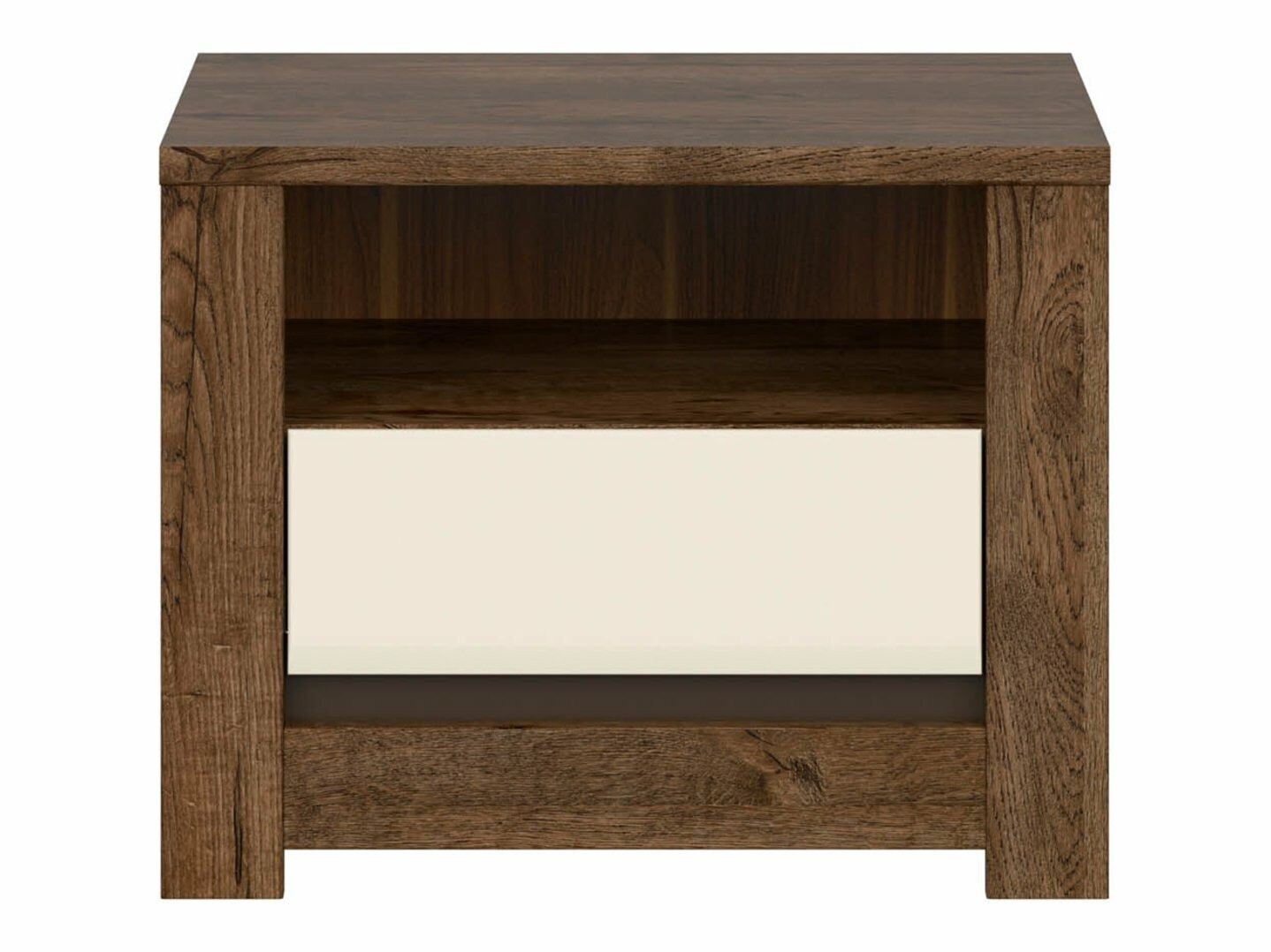 Table de chevet Ophevaru 115 (Crème brillante + April chêne)