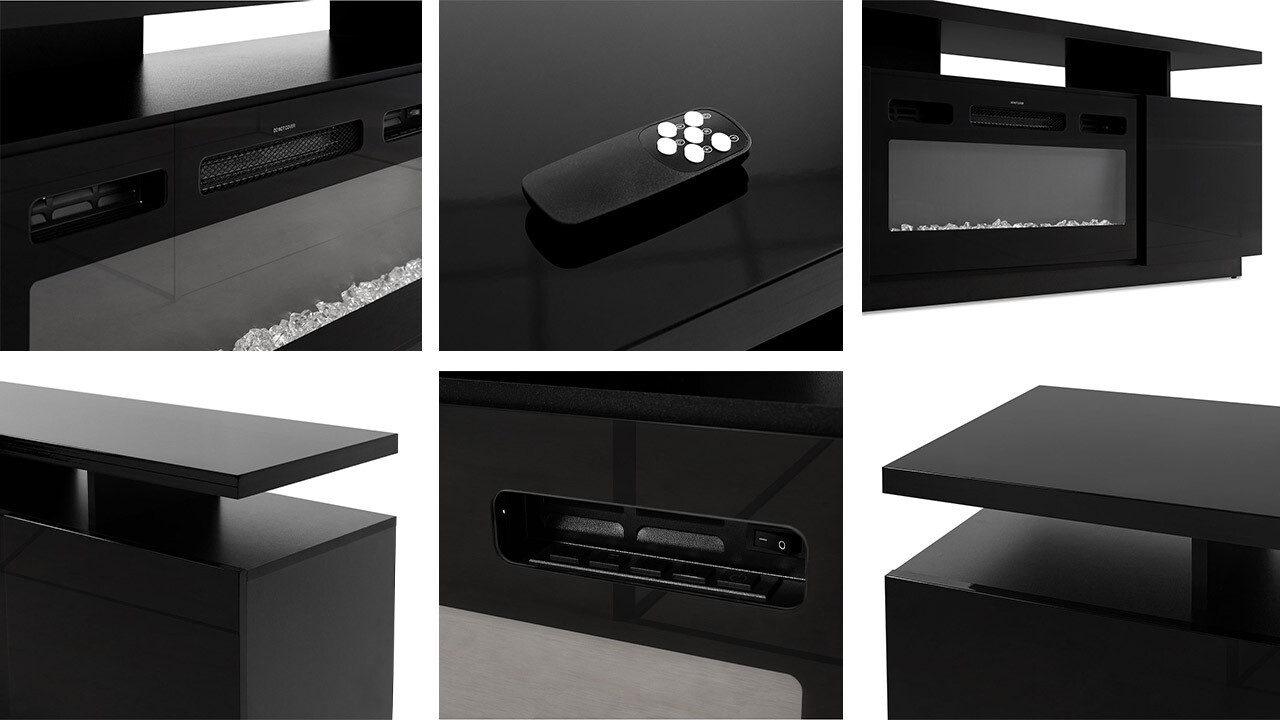 Meuble TV Charlotte 151 (Noir + Noir brillant)