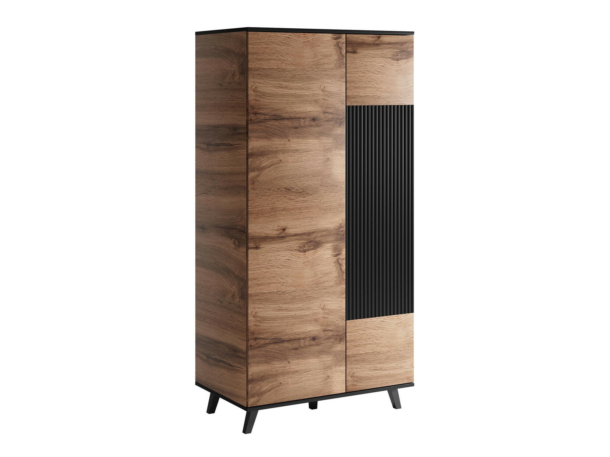 Armoire Luelia 113 (Noir + Chêne wotan)