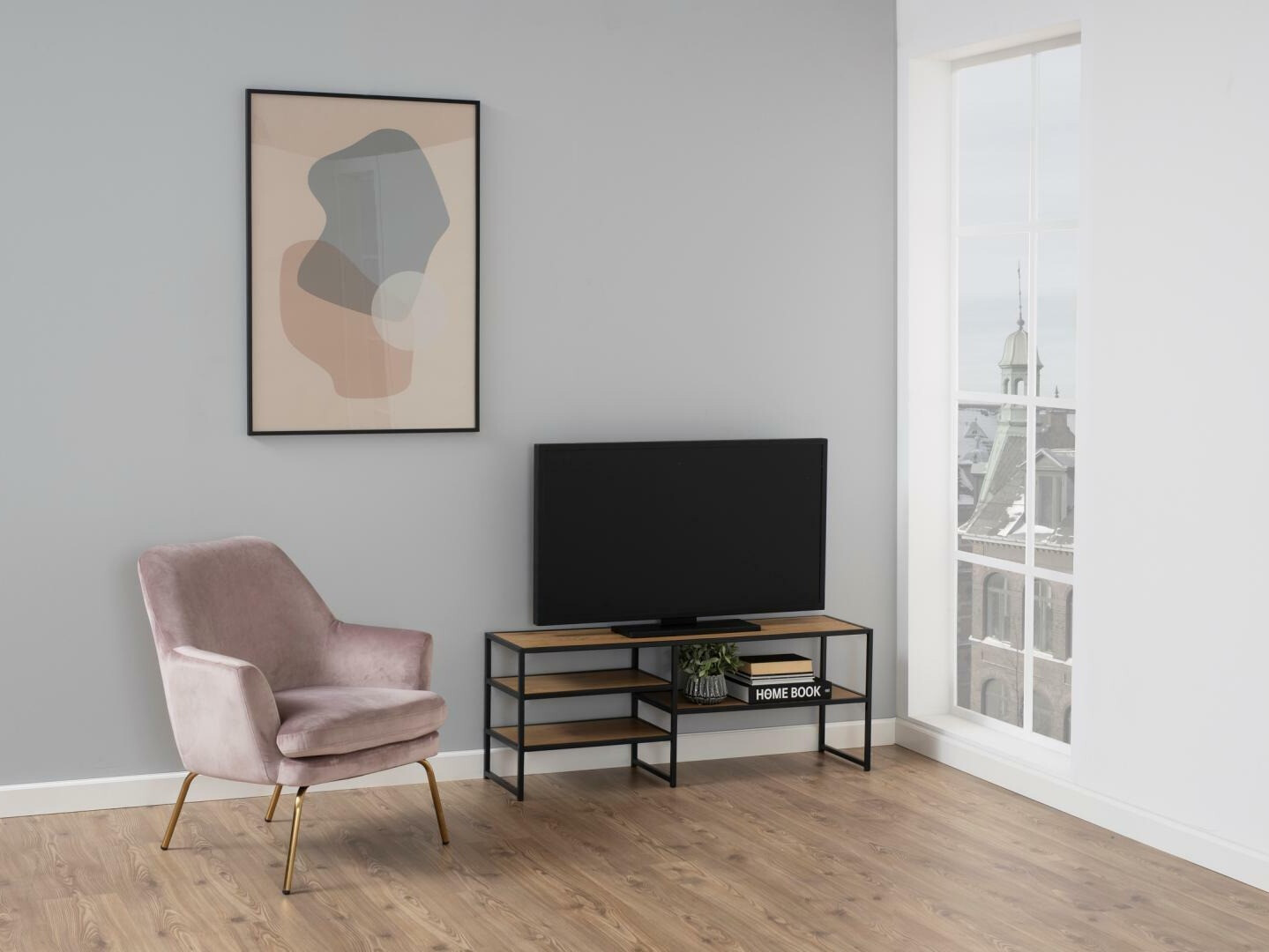 Meuble TV Norsica Sevferi 135 (Chêne sauvage + Noir)