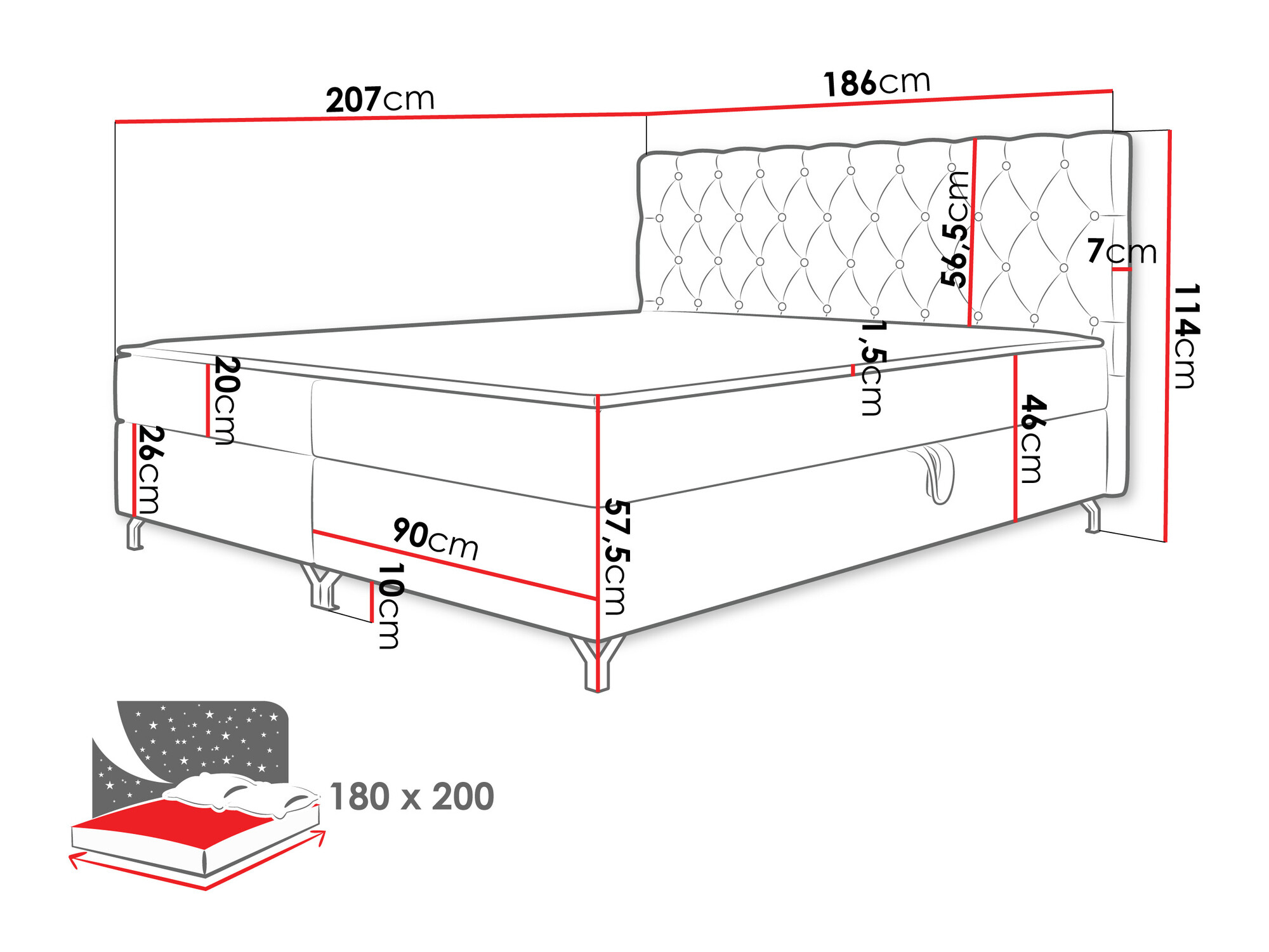 Lit boxspring Memphis 141 (Manila 26)