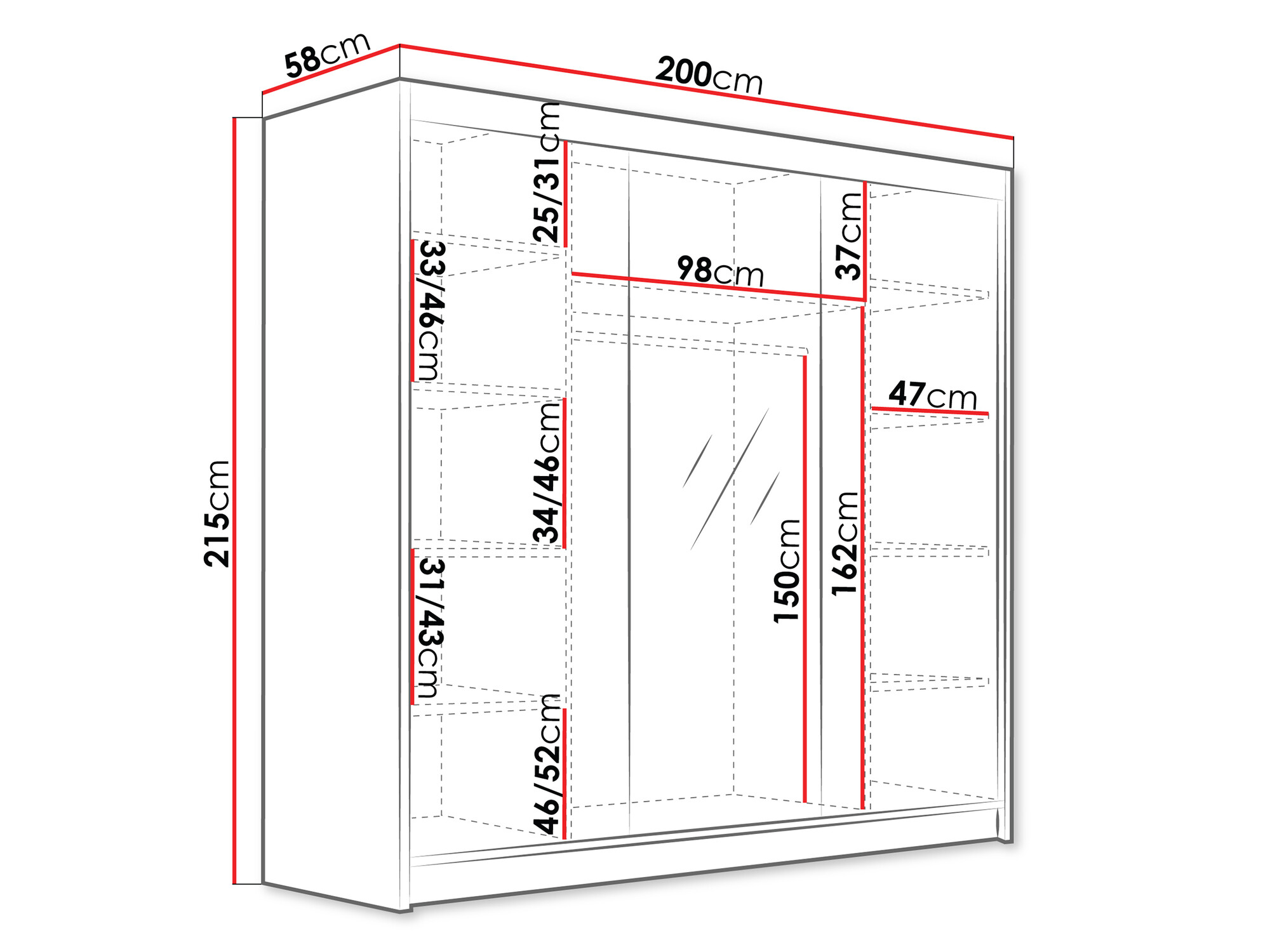 Armoire Closico Plenor VI (Noir + Blanc)