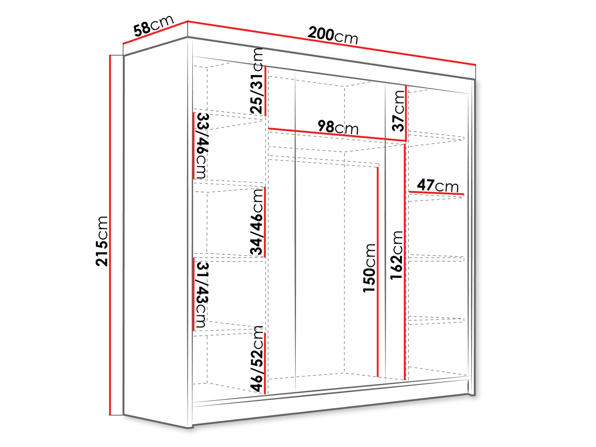 Armoire Closico Plenor VI (Noir + Blanc)