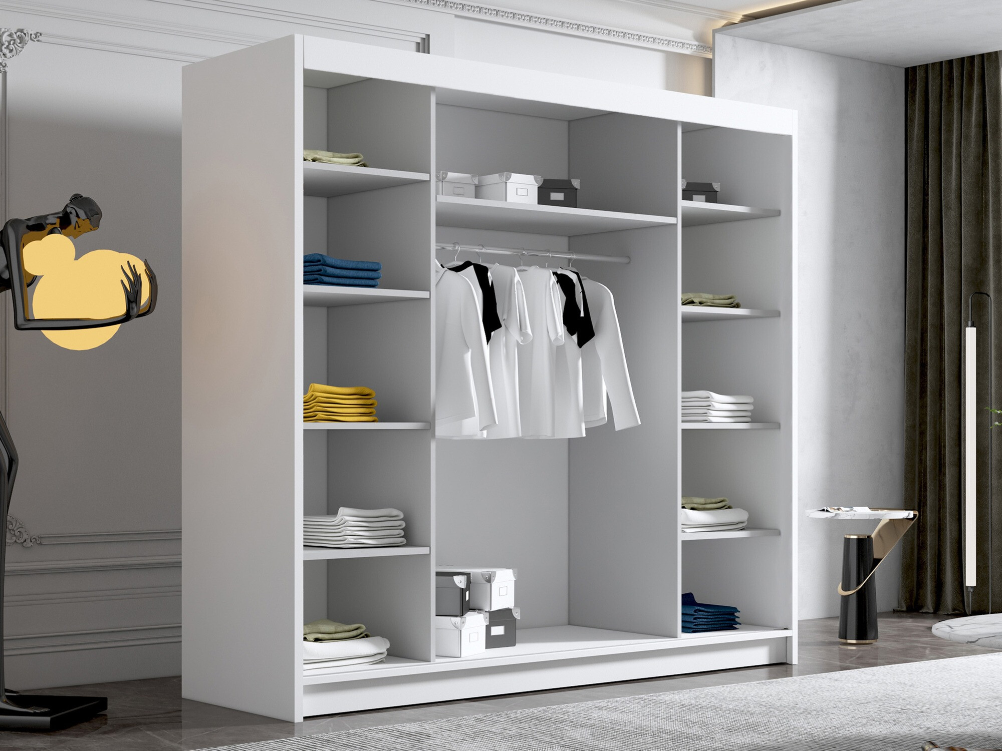 Armoire Closico Plenor VI (Noir + Blanc)