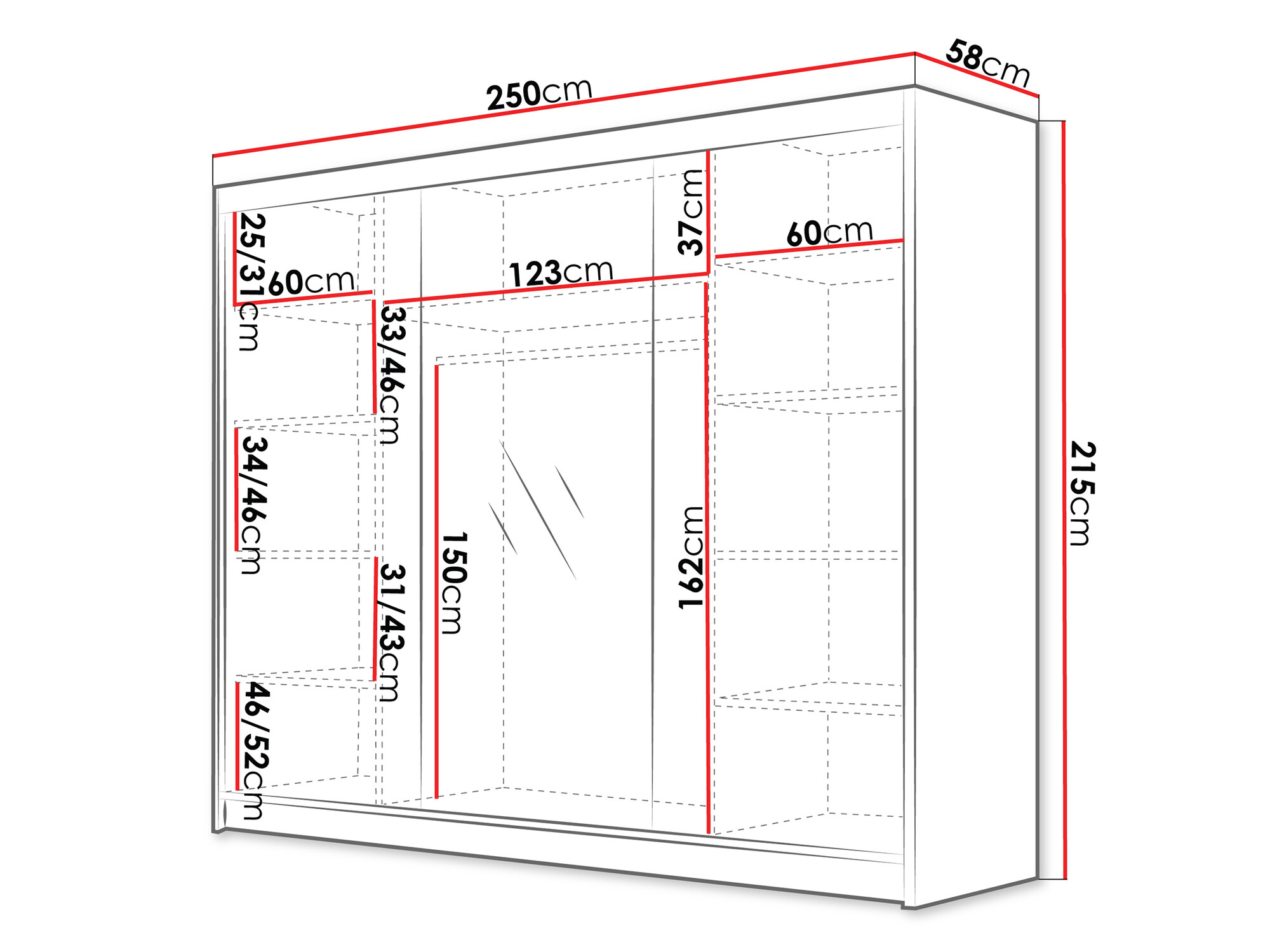 Armoire Closico Veltron II (Noir + Blanc)