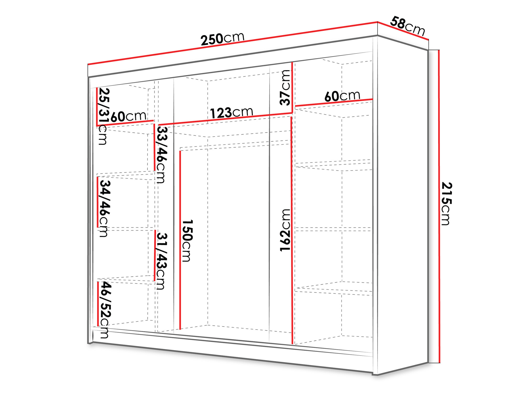 Armoire Closico Veltron II (Noir + Blanc)