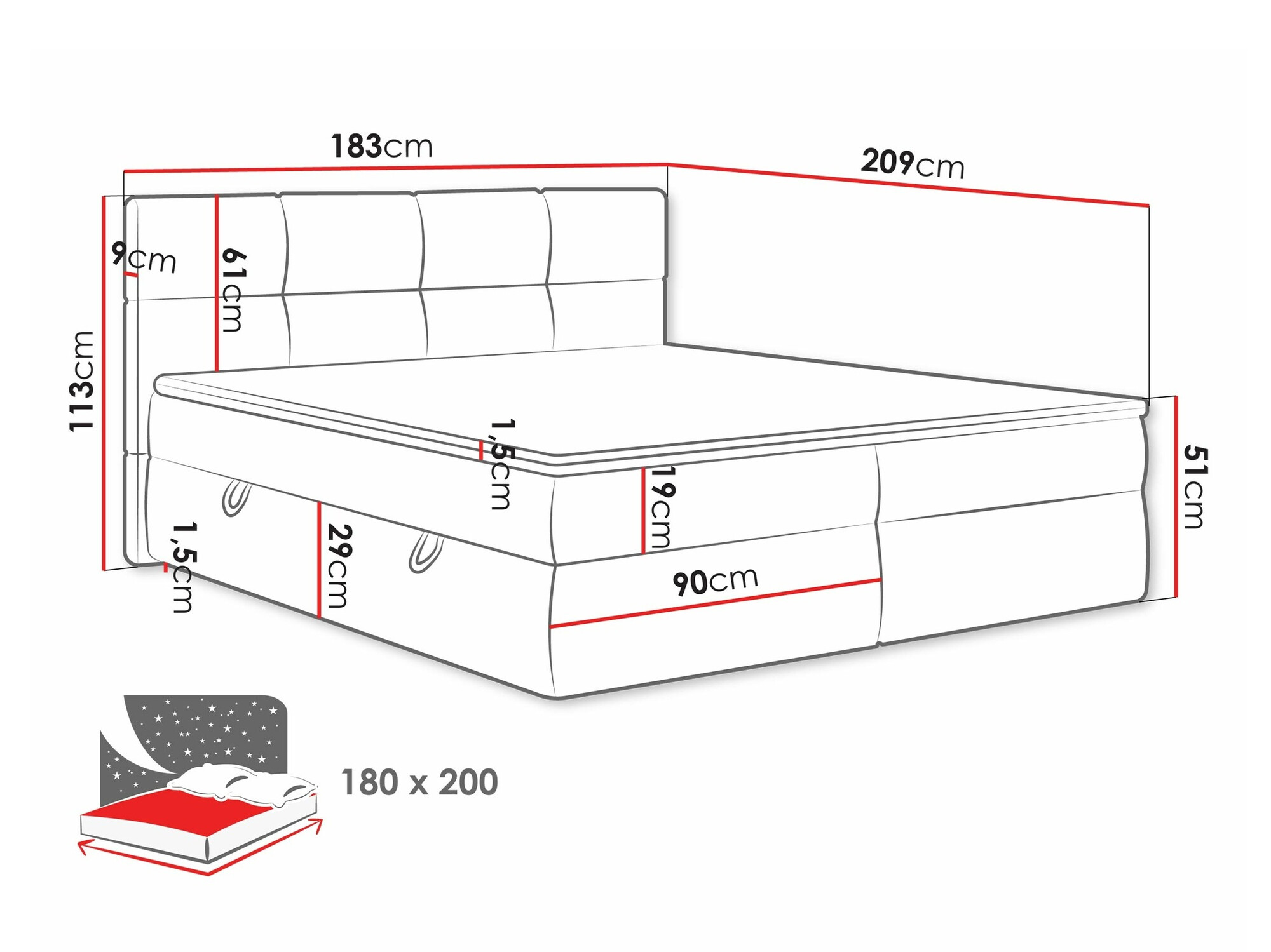 Lit boxspring ComfiDream Nivina (Curio 93)